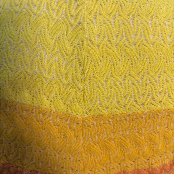 Free People In Rainbows Top Crochet Knit Jersey Top Blue Combo Small New NWOT - Picture 6 of 8